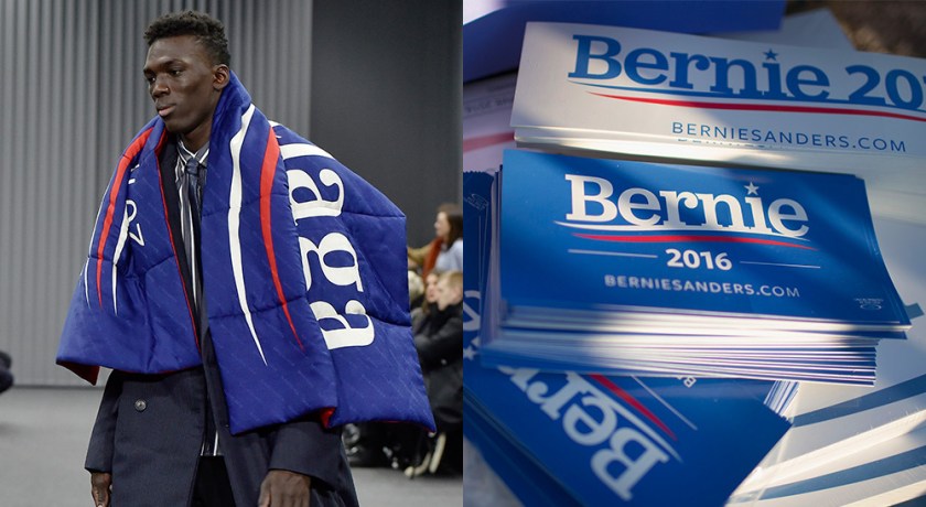 Balenciaga's homage to Bernie Sanders presidential campaign.